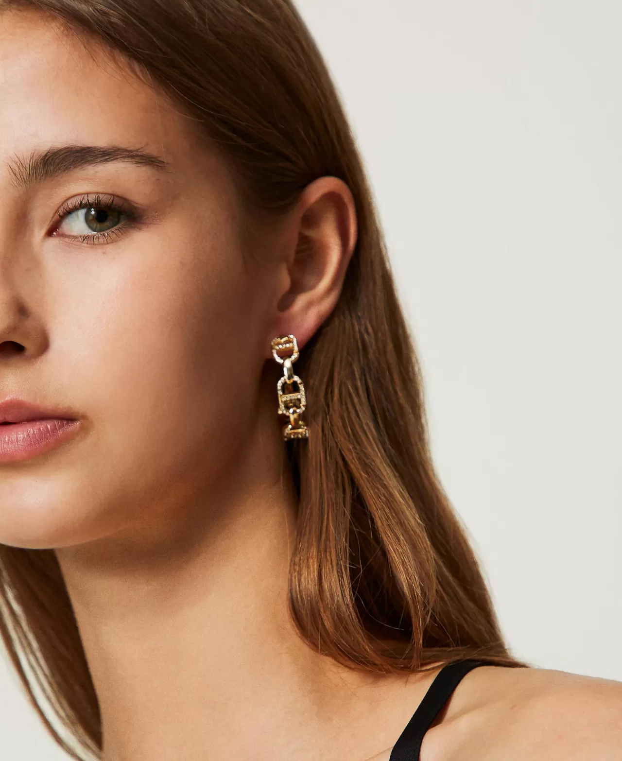 TWINSET Milano Ohrringe Mit „Oval T“-Kettengliedern Und Strass