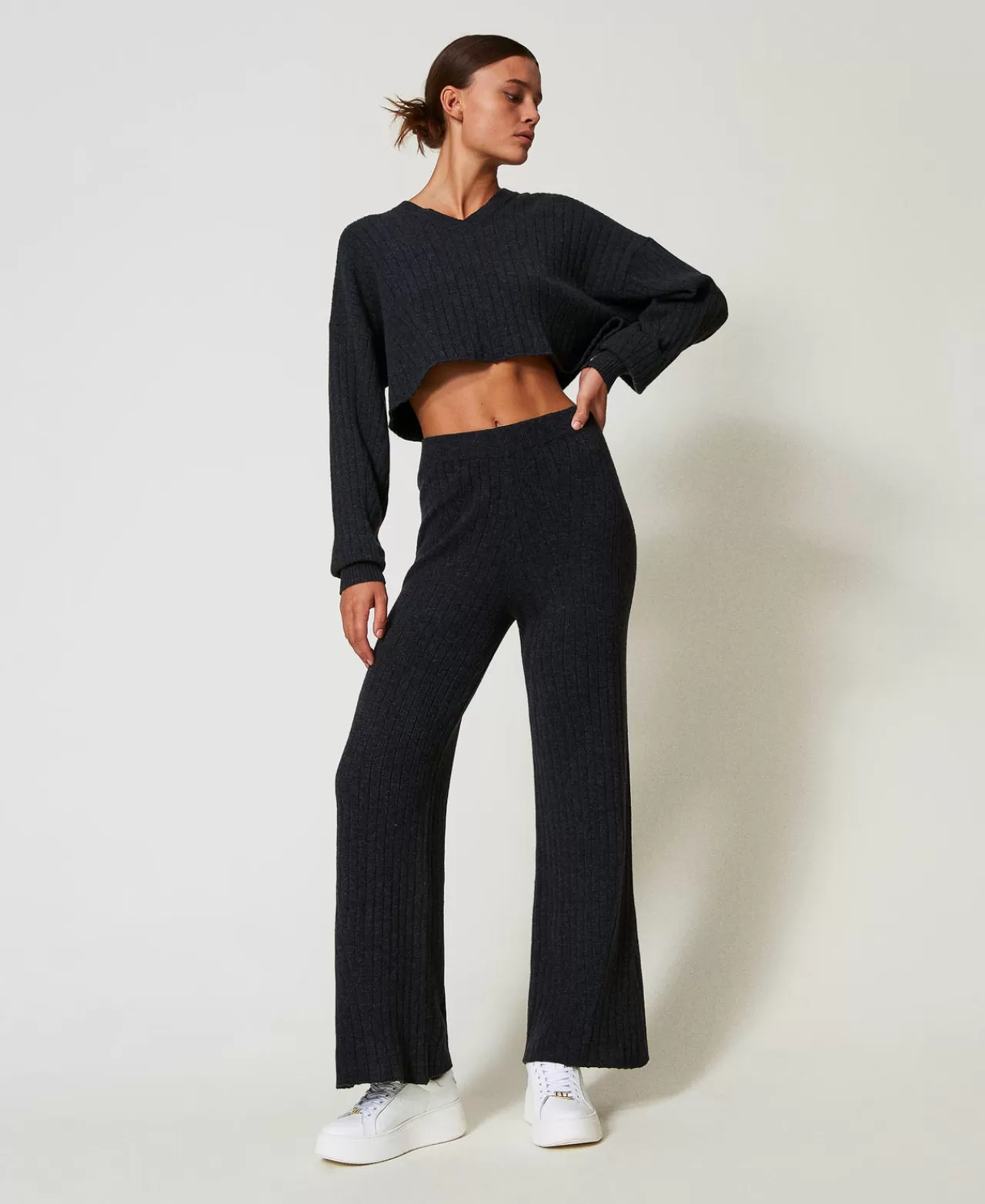 TWINSET Milano Palazzohose Aus Gestrick Aus Wollmischung