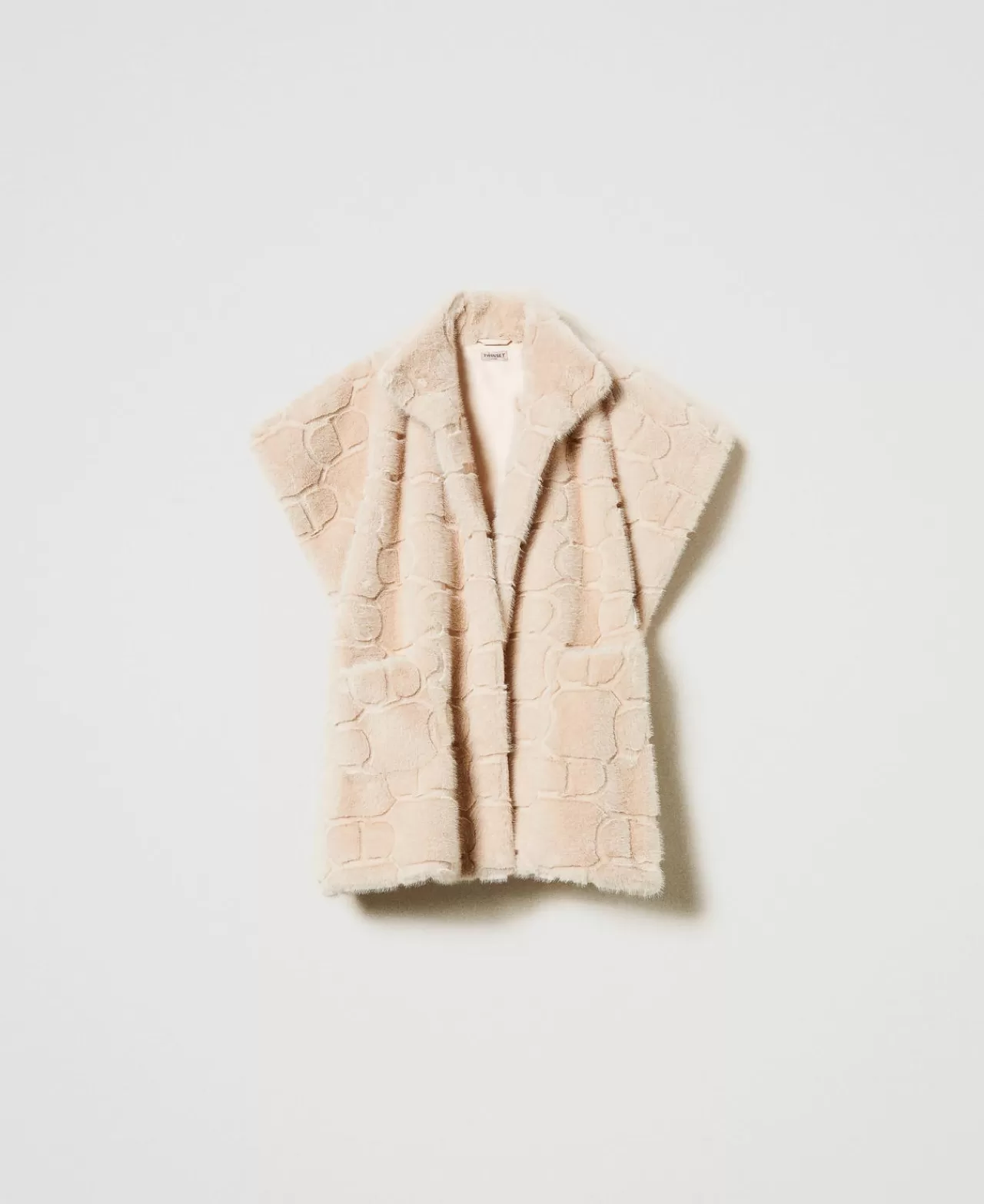 TWINSET Milano Poncho Aus Pelzimitat Mit Logos