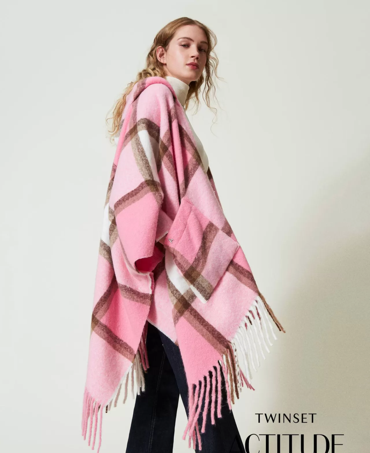 TWINSET Milano Poncho Aus Tuch Mit Fransen