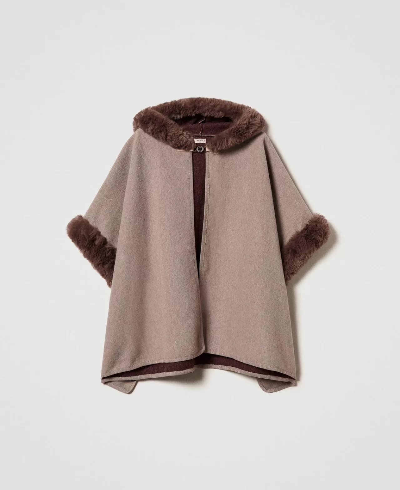 TWINSET Milano Poncho Aus Tuch Und Pelzimitat