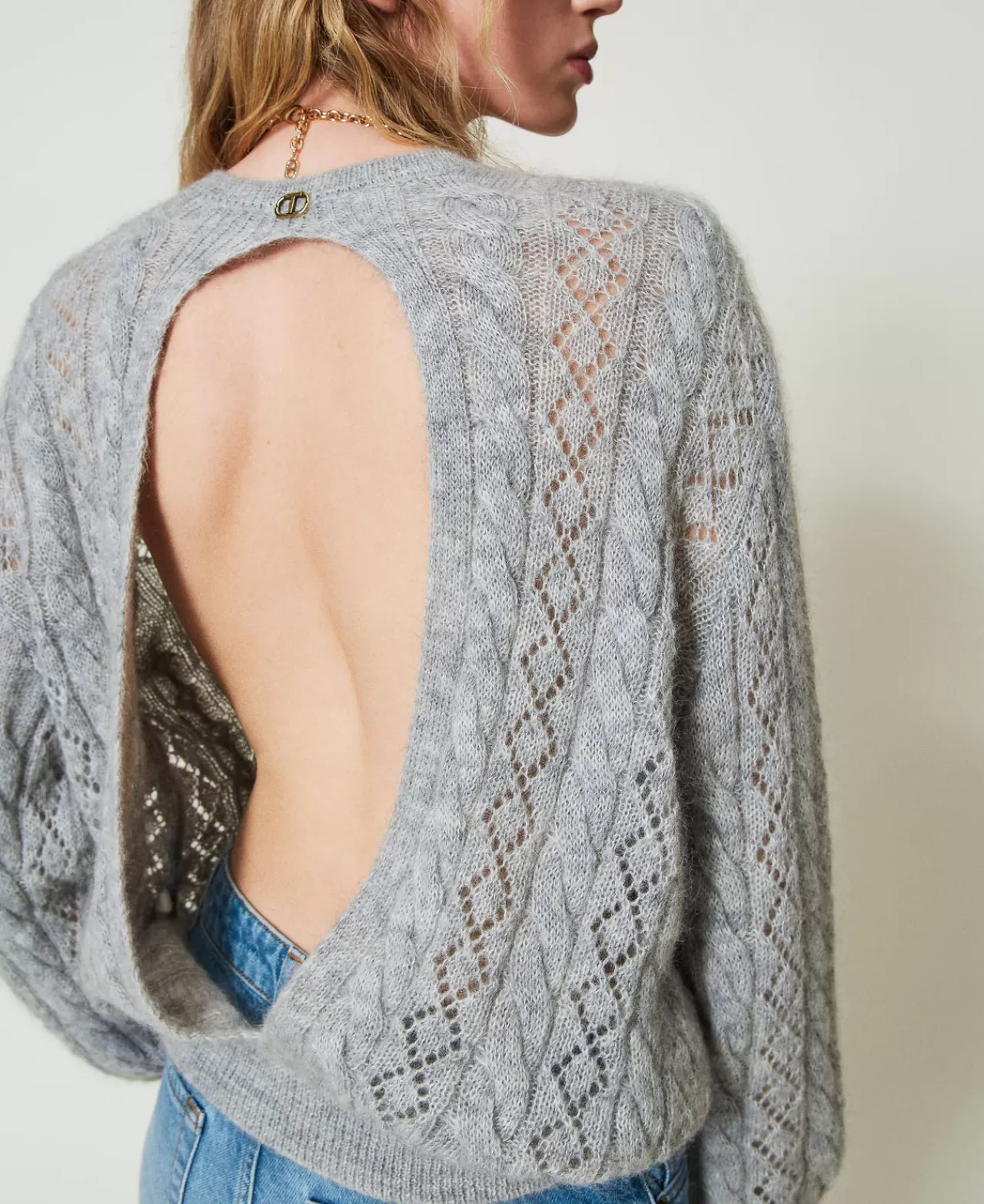 TWINSET Milano Pullover Aus Mohairmischung Mit Zöpfen Und Cut-out