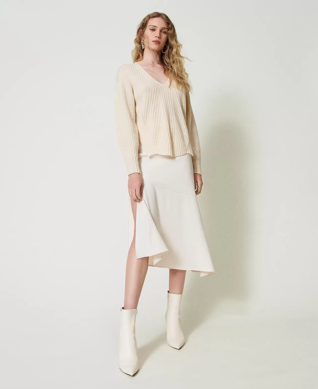 TWINSET Milano Pullover Aus Wolle Und Kaschmir Mit Rippenmuster