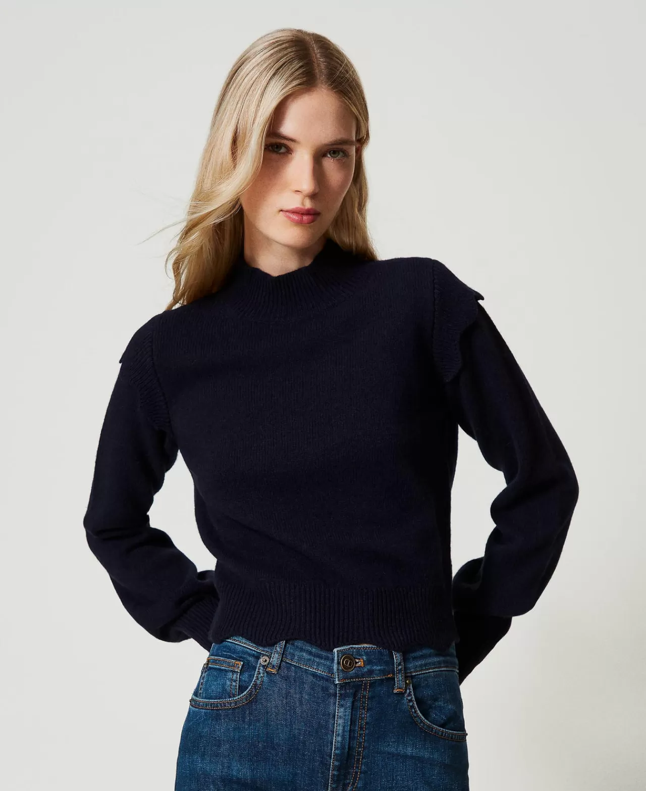 TWINSET Milano Pullover Aus Wolle Und Kaschmir Mit Wellenrändern