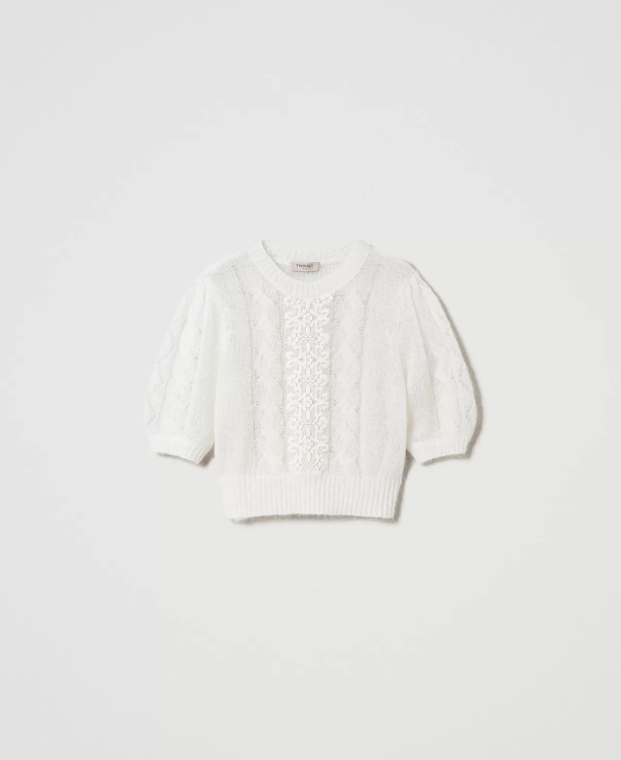 TWINSET Milano Pullover Aus Wolle Und Mohair Mit Spitze