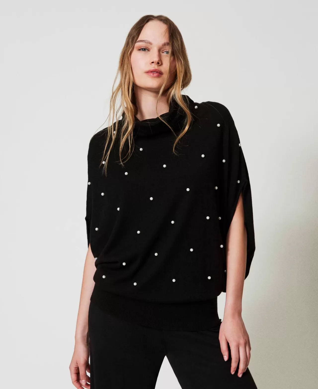TWINSET Milano Pullover Aus Wollmischung Mit Aufgestickten Perlen