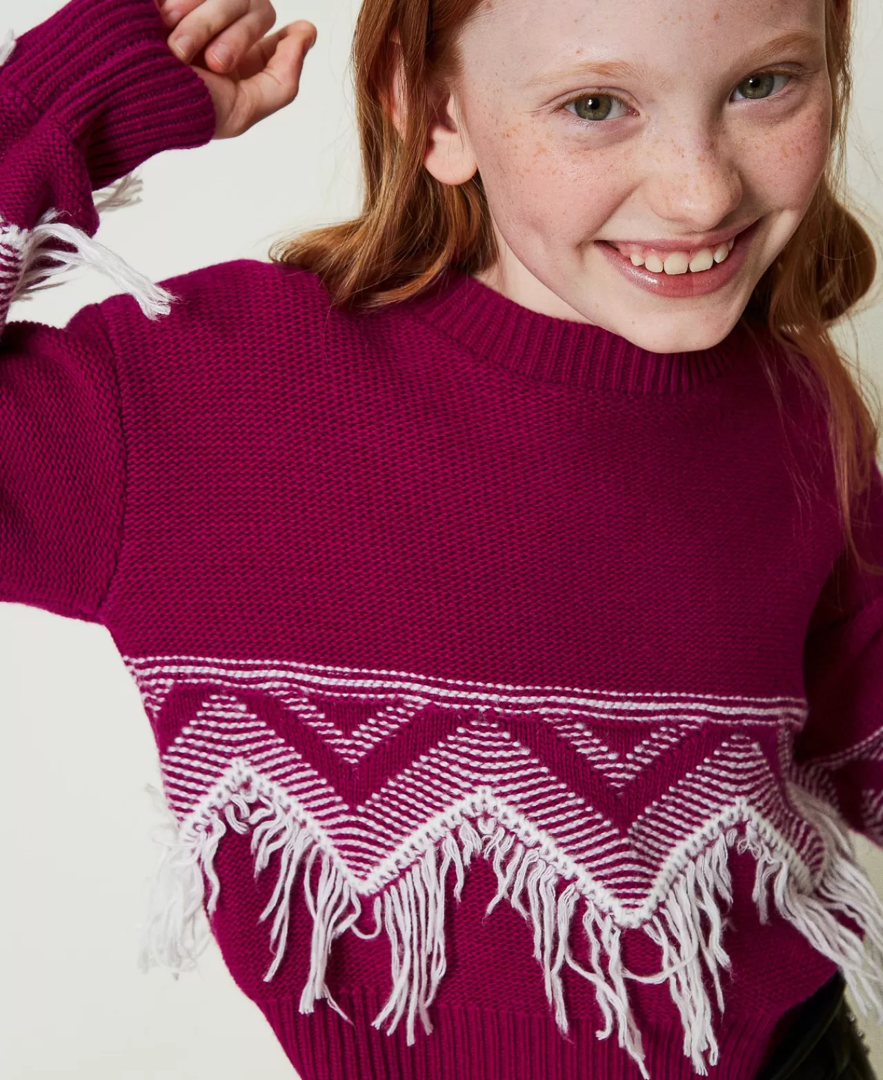 TWINSET Milano Pullover Aus Wollmischung Mit Fransen