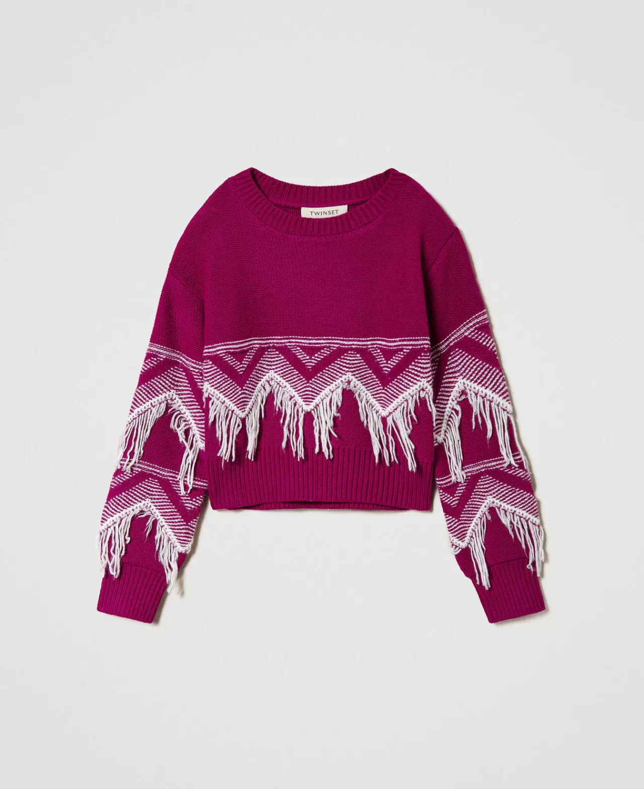 TWINSET Milano Pullover Aus Wollmischung Mit Fransen