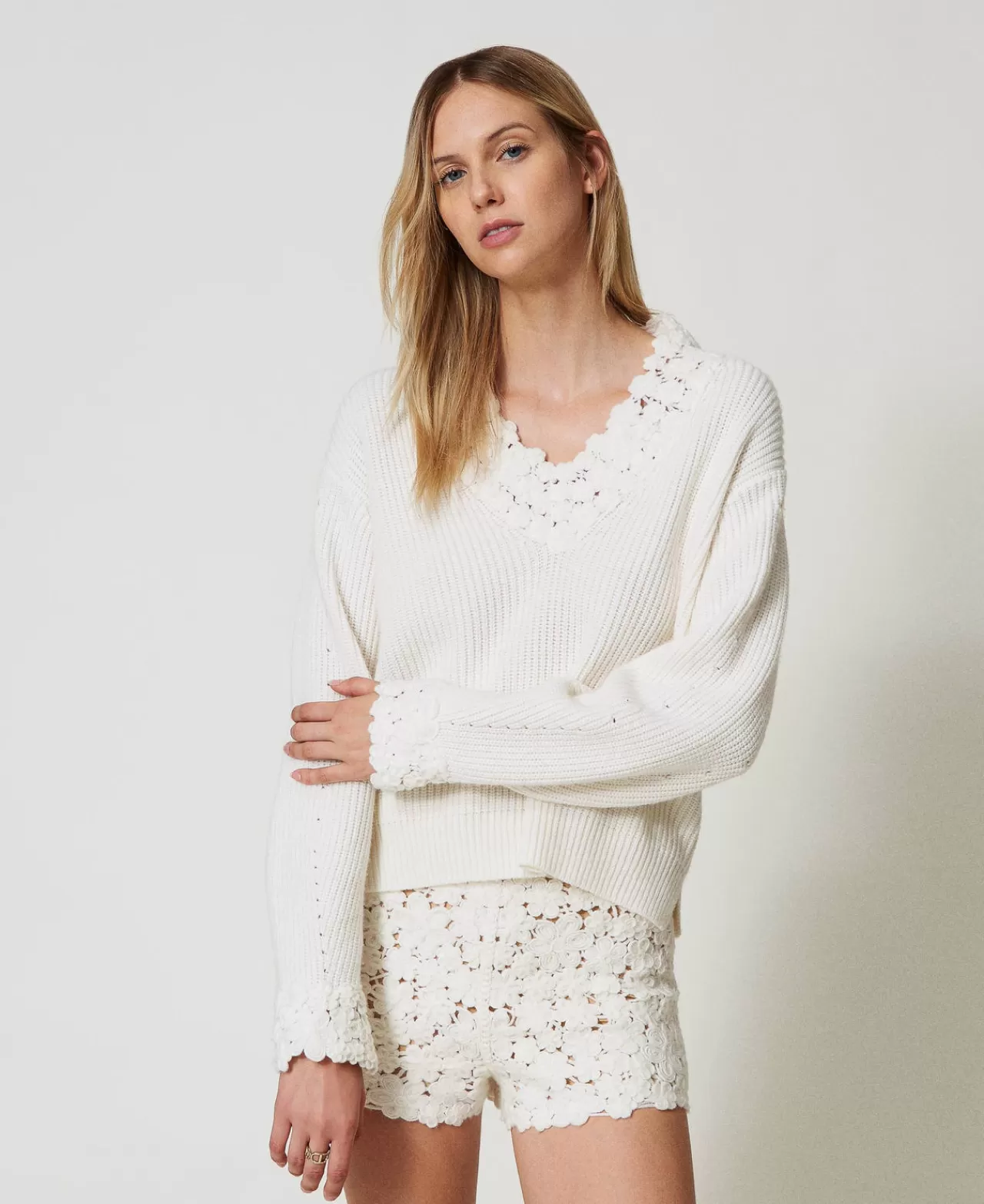 TWINSET Milano Pullover Aus Wollmischung Mit Stickerei
