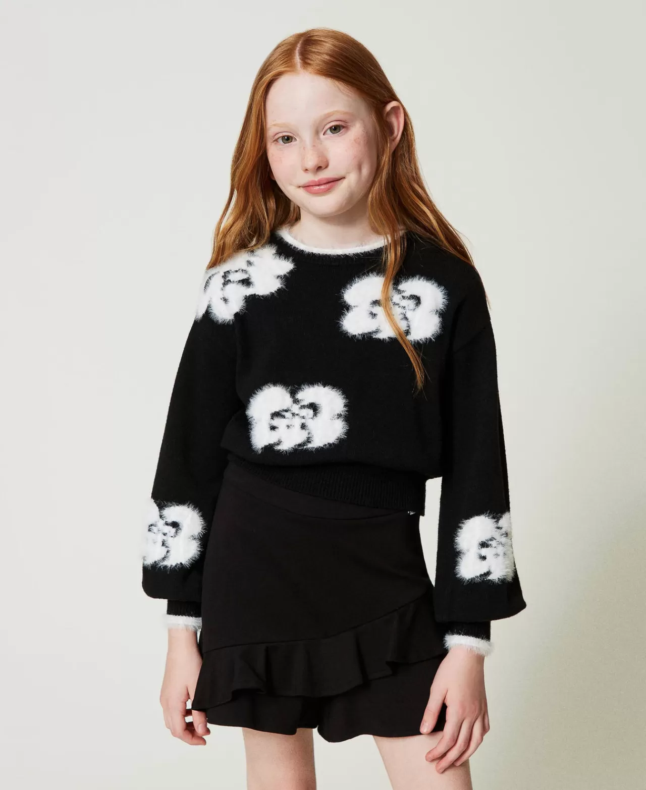 TWINSET Milano Pullover Mit Blumenintarsien