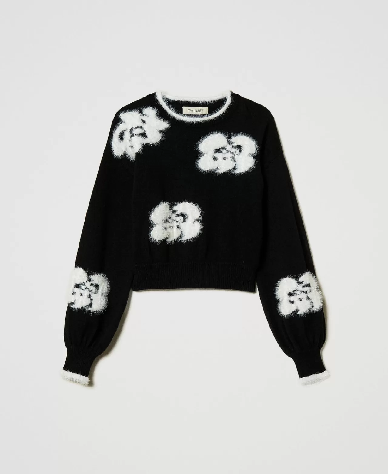 TWINSET Milano Pullover Mit Blumenintarsien