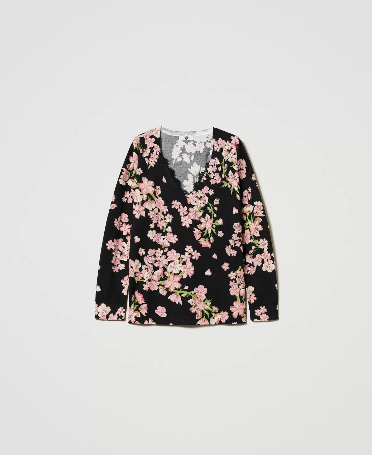 TWINSET Milano Pullover Mit Blumenprint Und Spitze