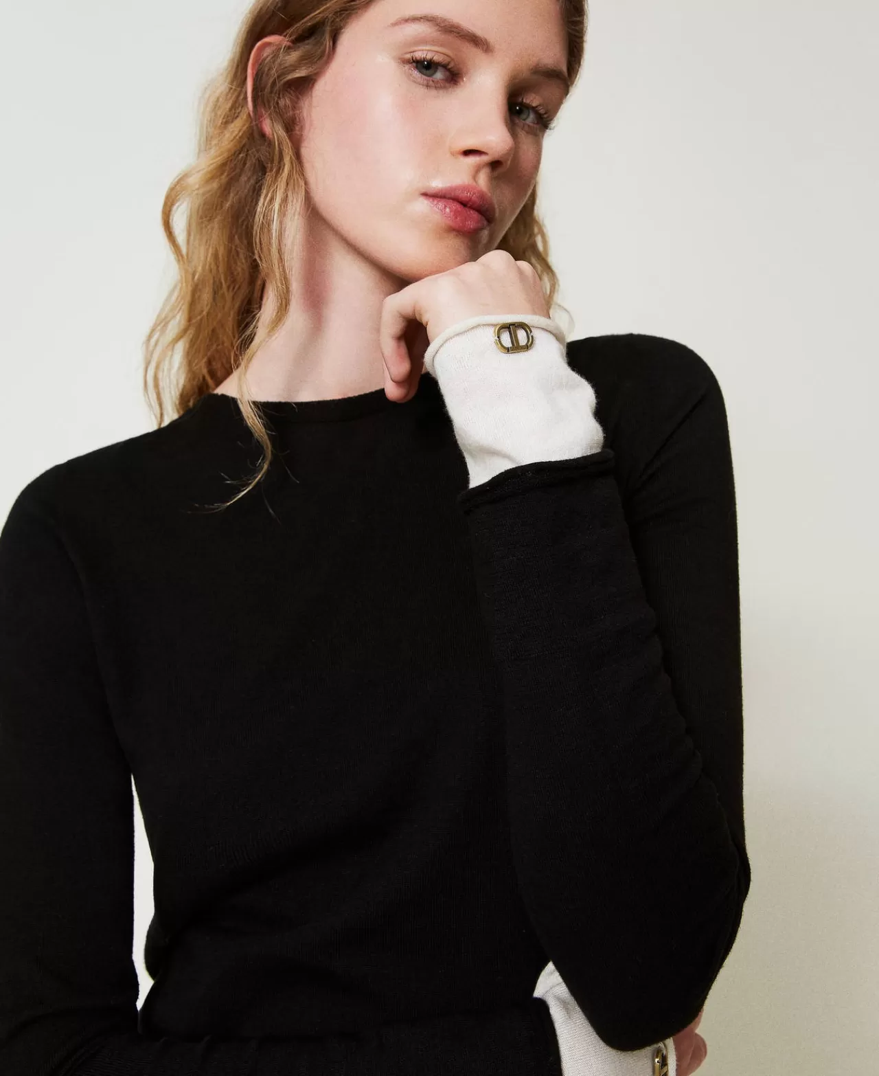 TWINSET Milano Pullover Mit Kontrastdetails Und Oval Ts