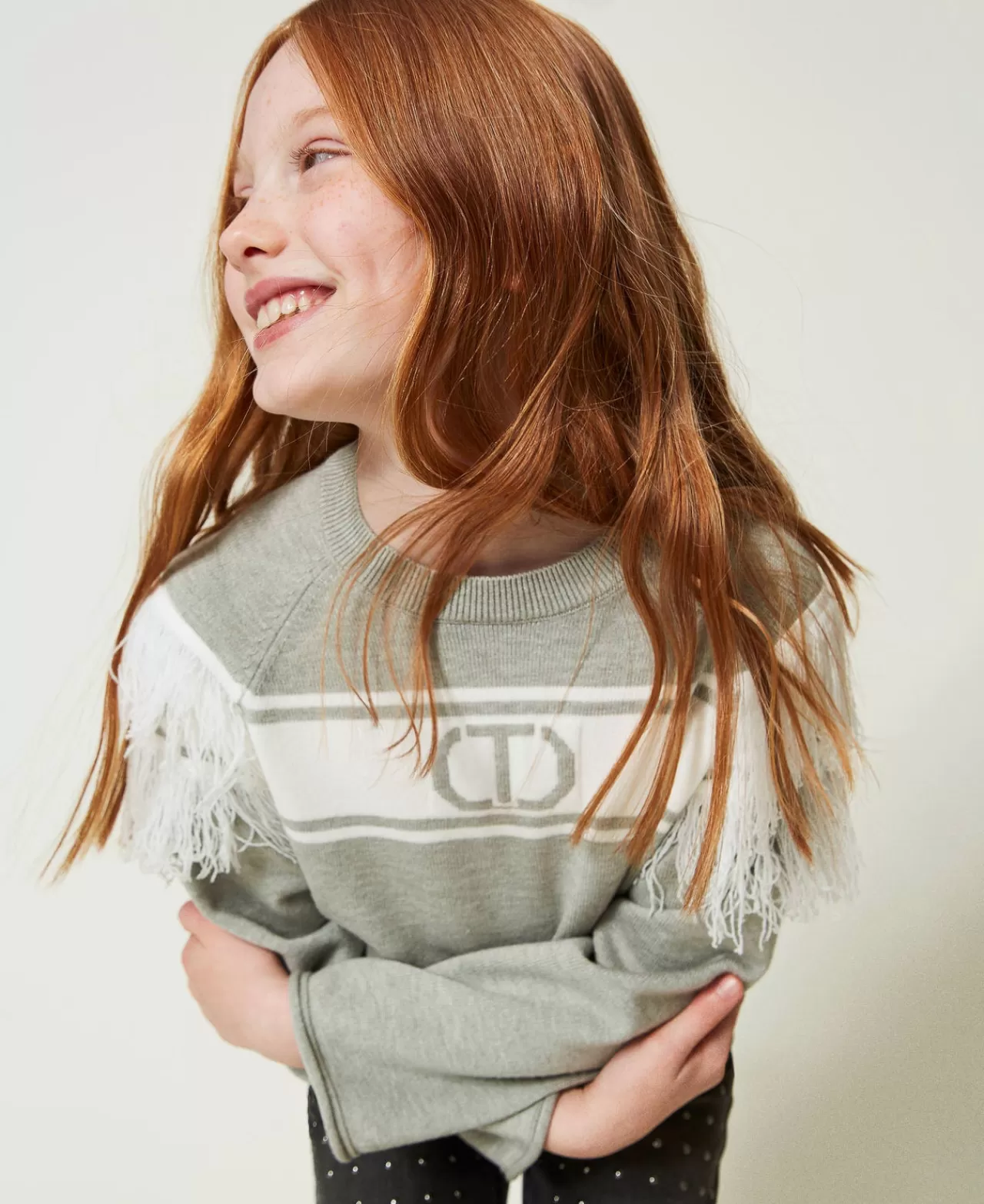 TWINSET Milano Pullover Mit Oval T Aus Jacquard Und Fransen
