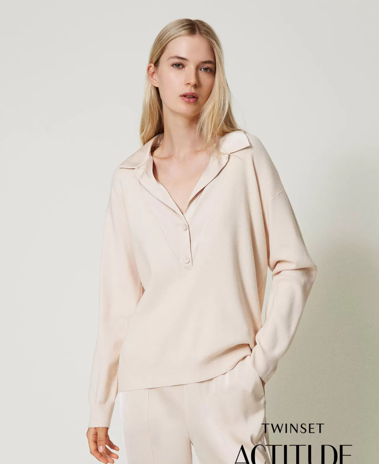 TWINSET Milano Pullover Mit Satinkragen