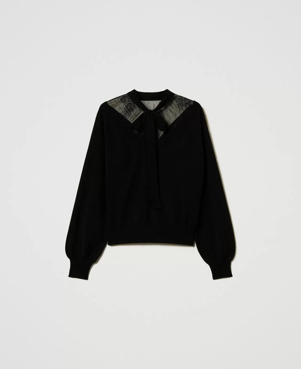 TWINSET Milano Pullover Mit Spitze Und Schleife