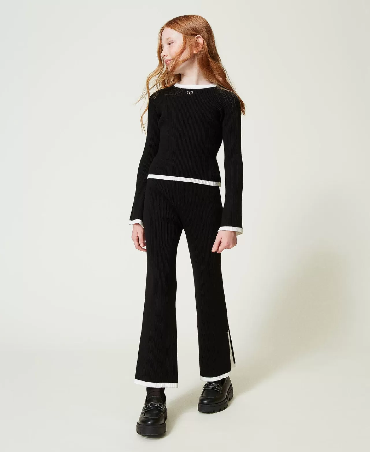 TWINSET Milano Pullover Und Weite Hose Mit Rippenmuster