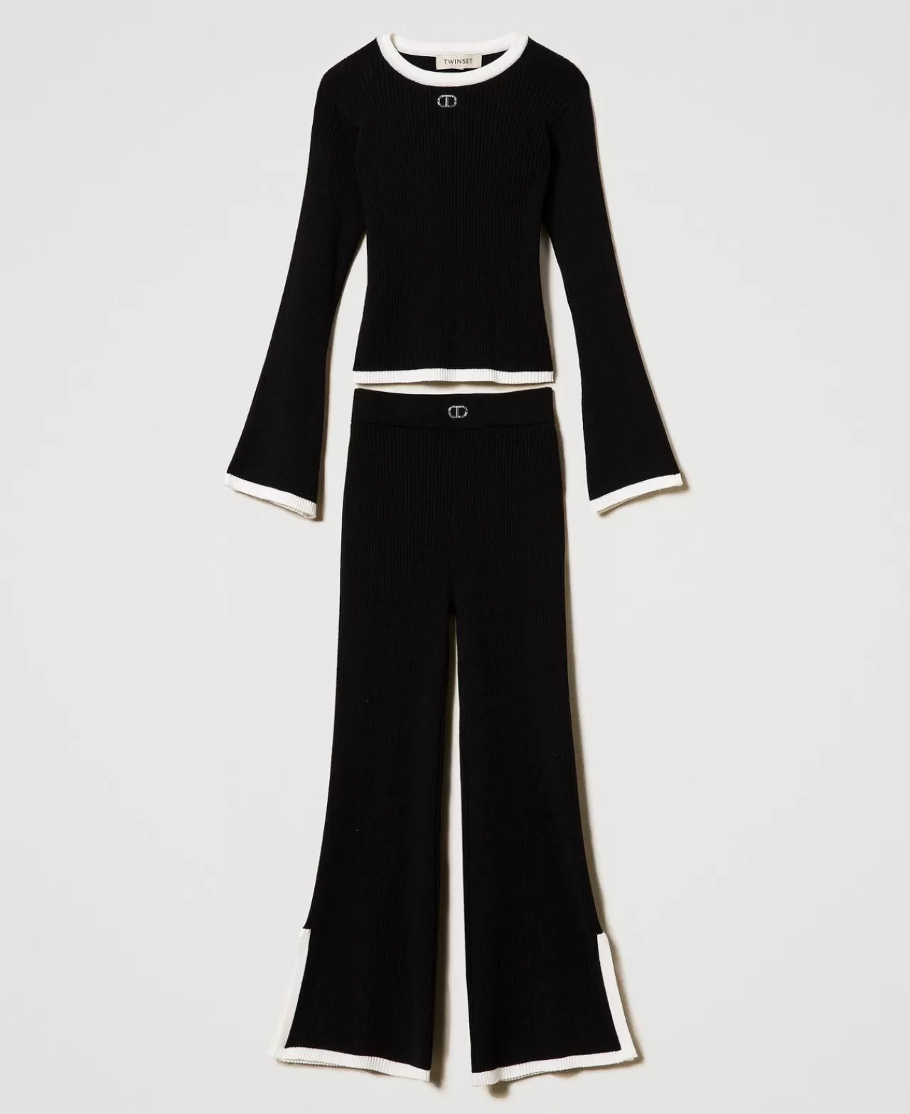 TWINSET Milano Pullover Und Weite Hose Mit Rippenmuster
