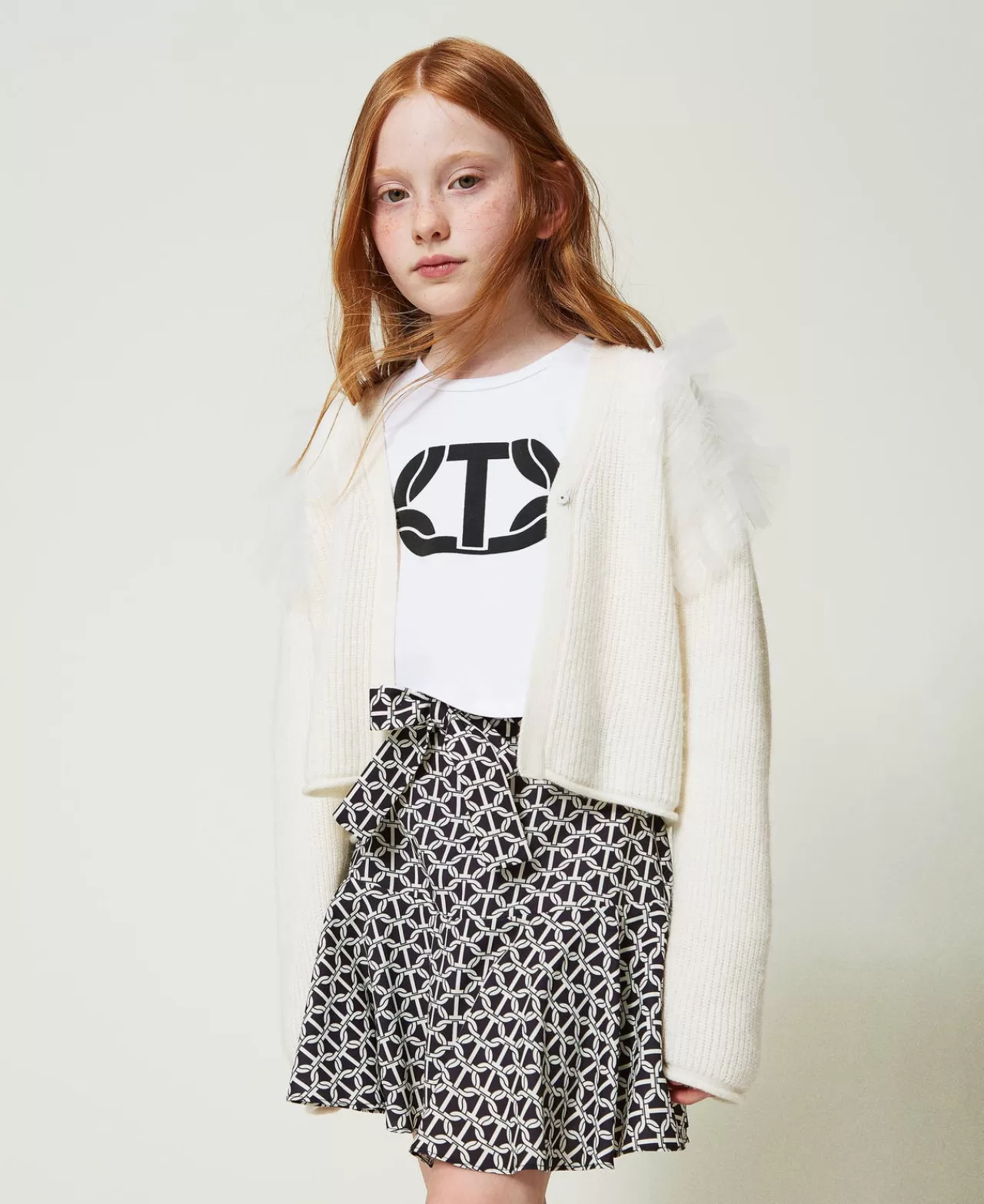 TWINSET Milano Regular-Fit-Cardigan Mit Tüllvolants