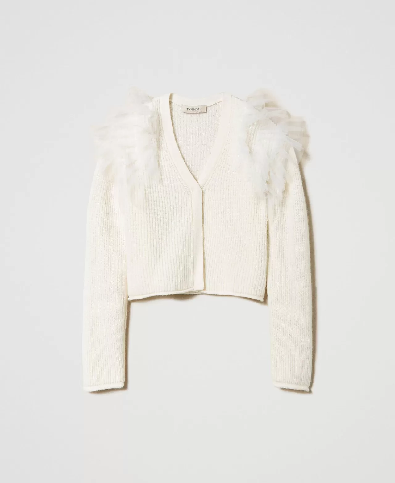TWINSET Milano Regular-Fit-Cardigan Mit Tüllvolants