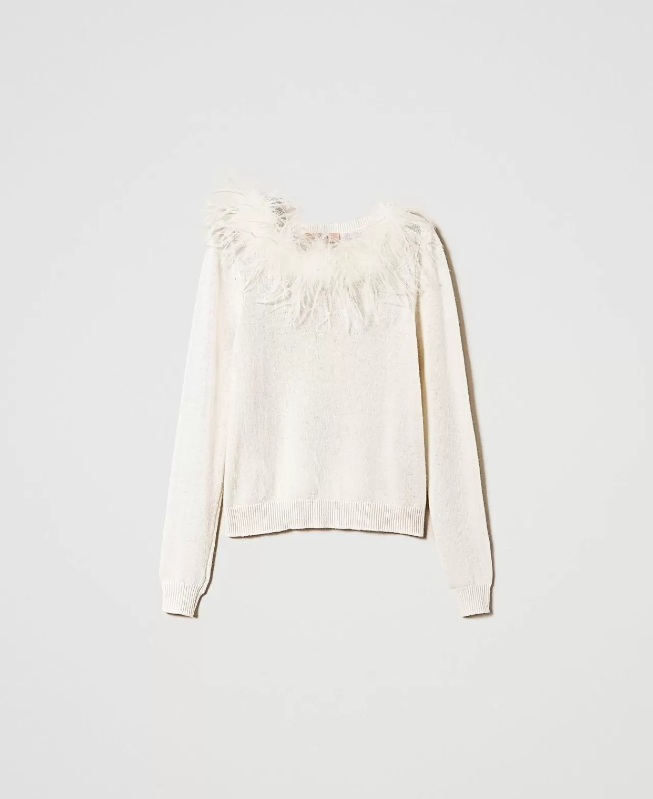 TWINSET Milano Regular-Fit-Pullover Aus Wollmischung Mit Federn