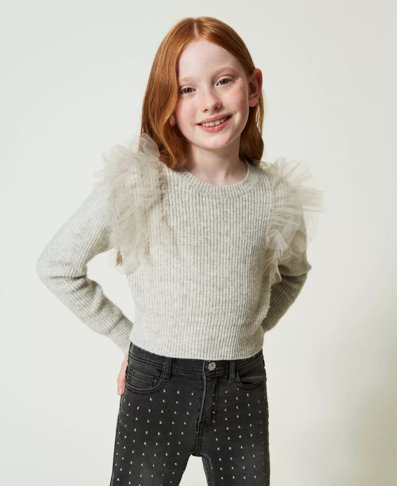 TWINSET Milano Regular-Fit-Pullover Mit Tüllvolants