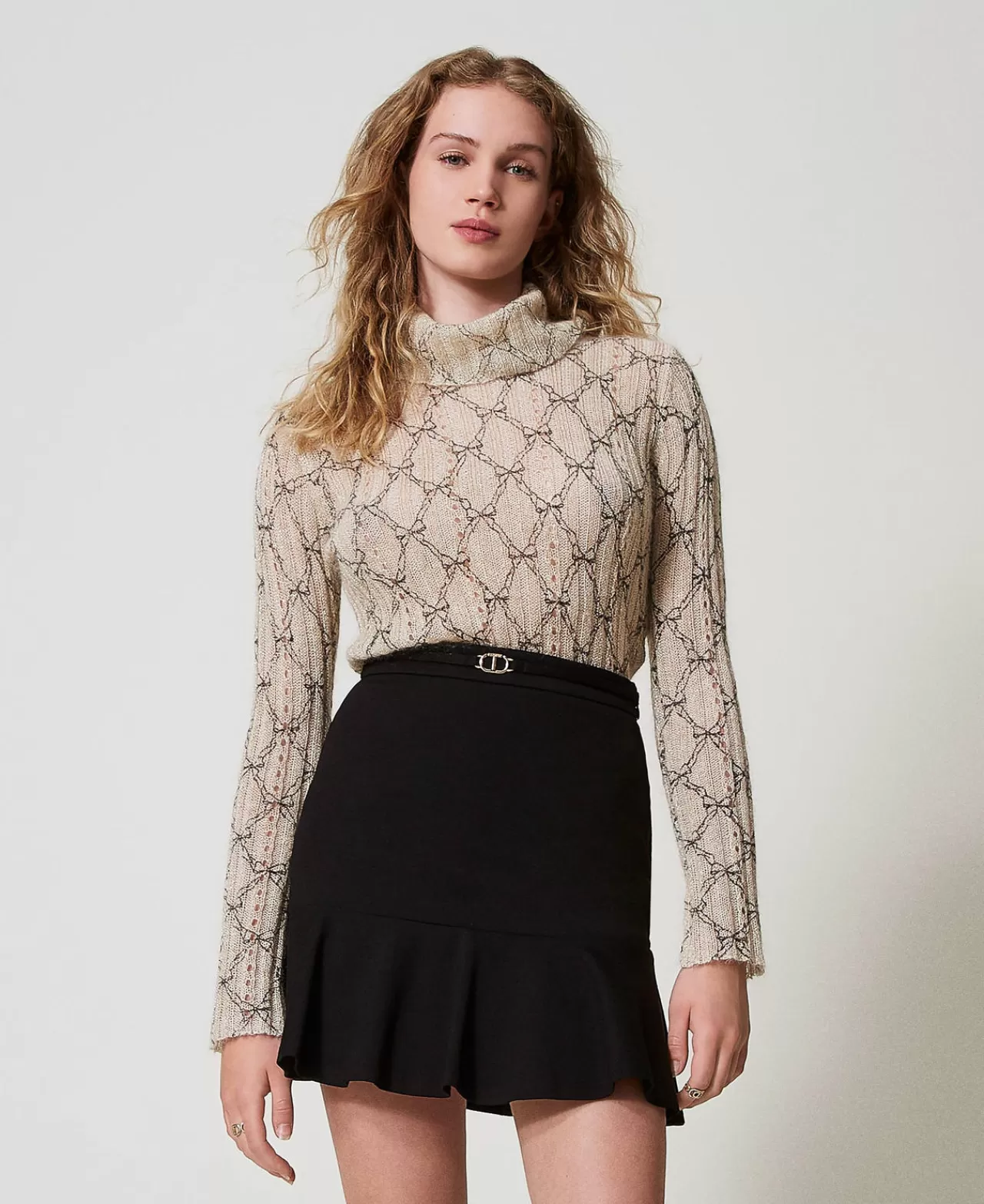 TWINSET Milano Rollkragenpullover Aus Mohairmischung Mit Print