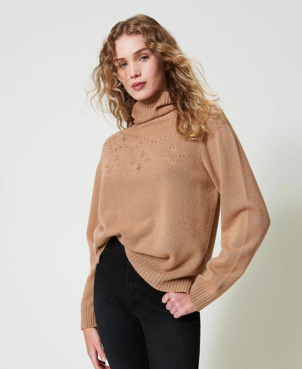 TWINSET Milano Rollkragenpullover Aus Wolle-Lurex-Mischung