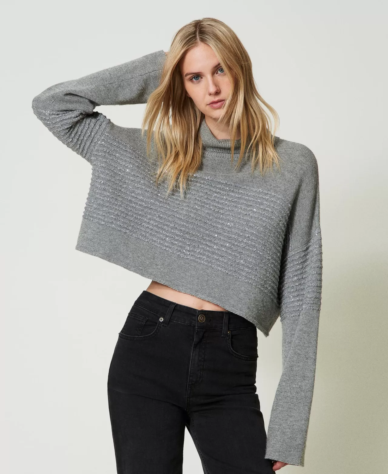 TWINSET Milano Rollkragenpullover Aus Wollmischung Mit Pailletten