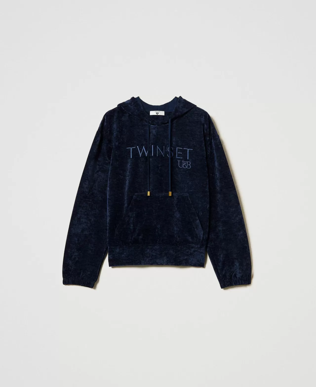 TWINSET Milano Samtsweatshirt Mit Aufgesticktem Logo