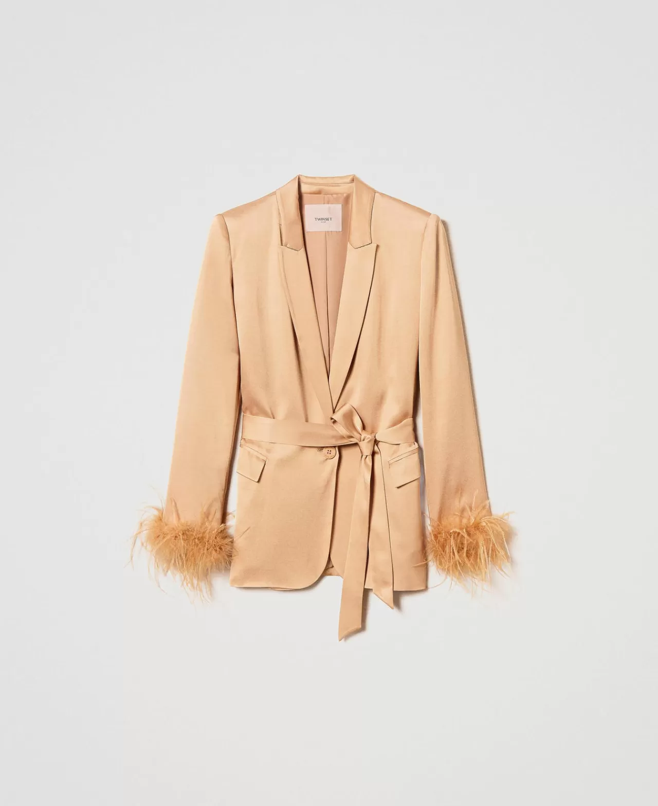 TWINSET Milano Satinblazer Mit Federn