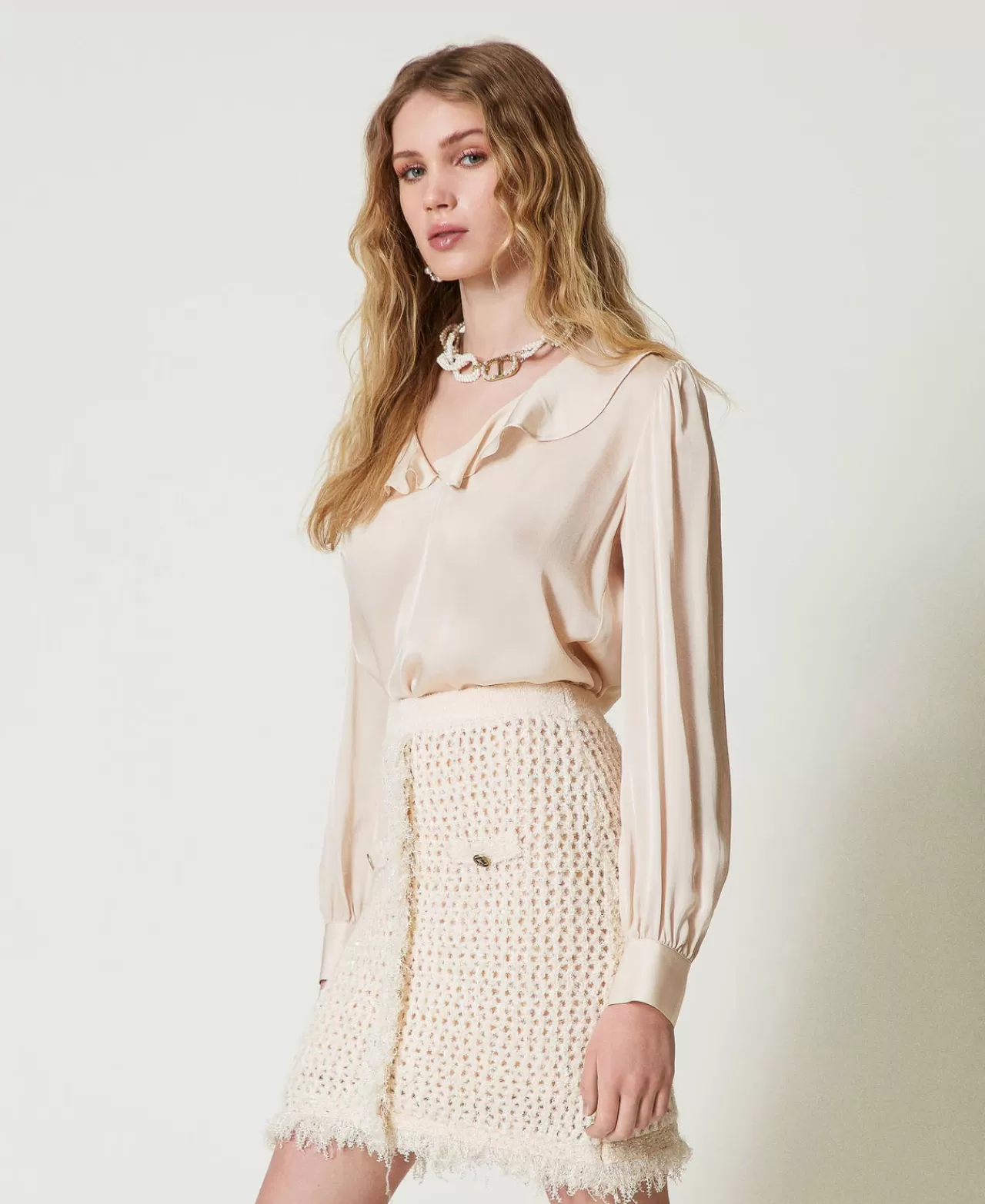 TWINSET Milano Satinbluse Mit Volant
