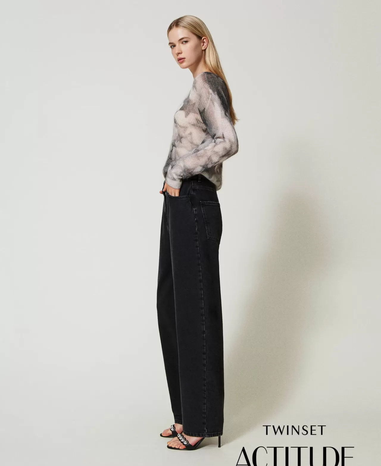 TWINSET Milano Schwarze Carrot-Fit-Jeans Mit Fünf Taschen