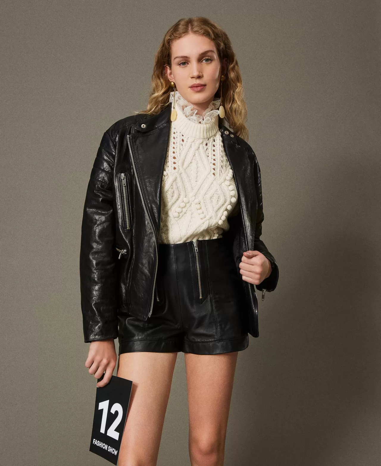 TWINSET Milano Shorts „Fairfax“ Aus Leder Mit Reißverschlüssen