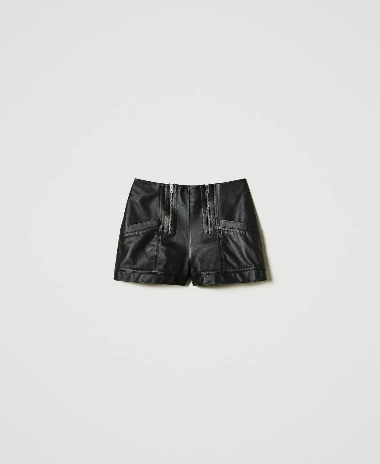 TWINSET Milano Shorts „Fairfax“ Aus Leder Mit Reißverschlüssen