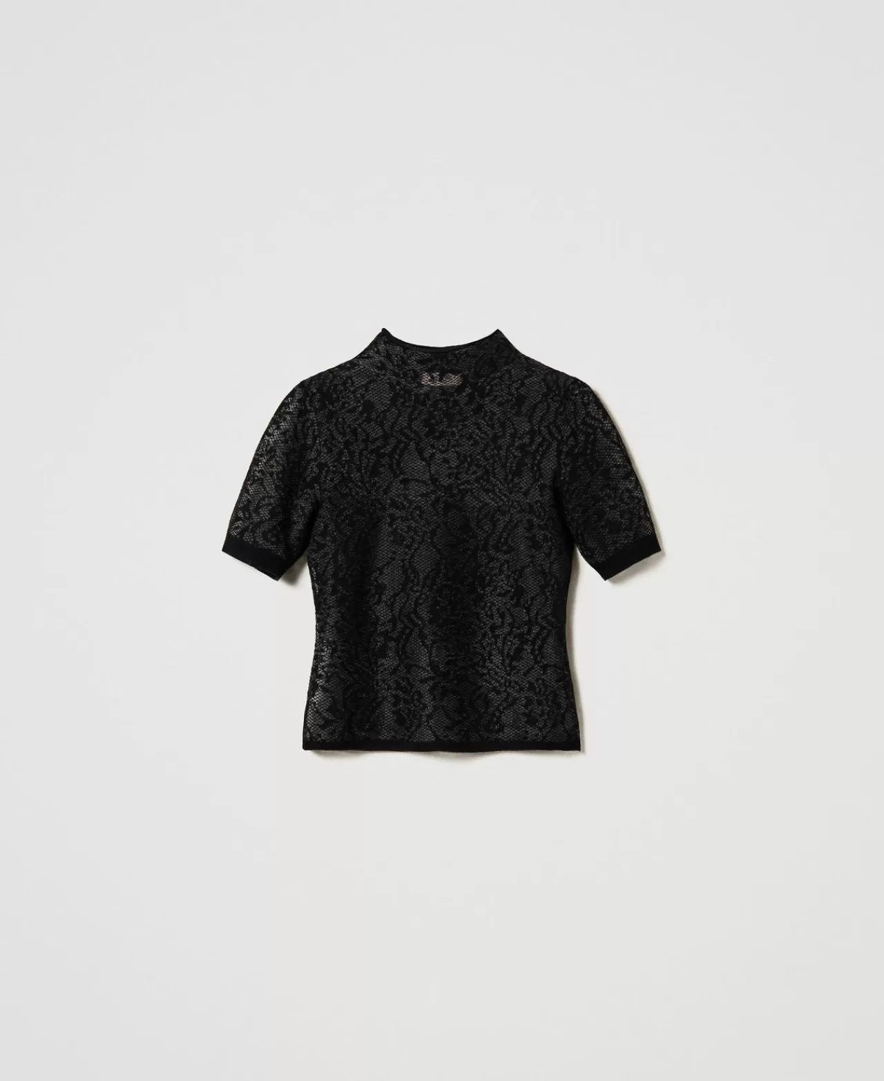TWINSET Milano Stehkragenpullover Aus Jacquard In Spitzenoptik