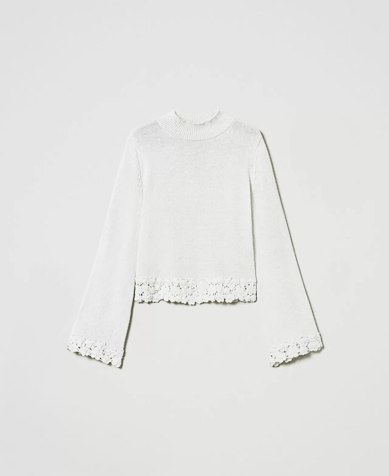 TWINSET Milano Stehkragenpullover Aus Wollmischung Mit Stickerei