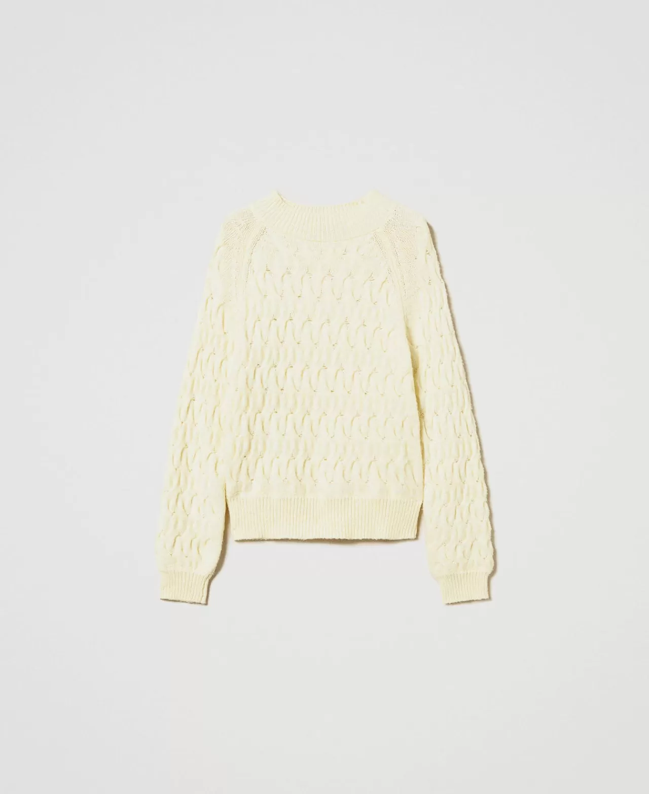 TWINSET Milano Stehkragenpullover Aus Wollmischung Mit Zopfmuster