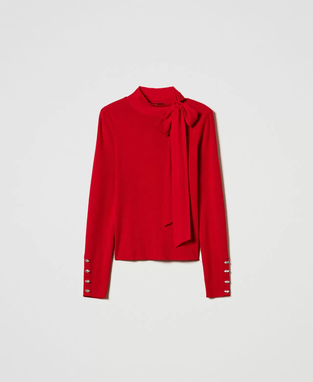 TWINSET Milano Stehkragenpullover Mit Schleife Und Stickerei