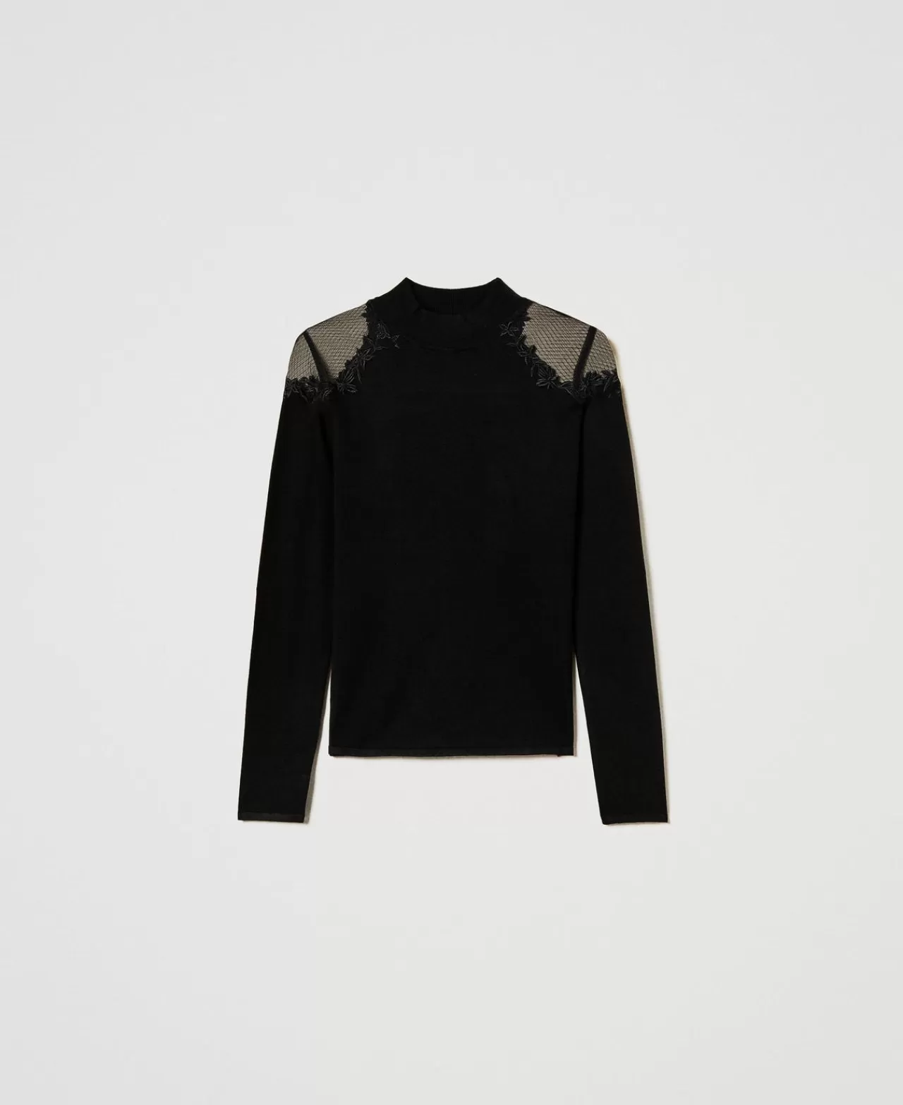 TWINSET Milano Stehkragenpullover Mit Tüll Und Stickerei