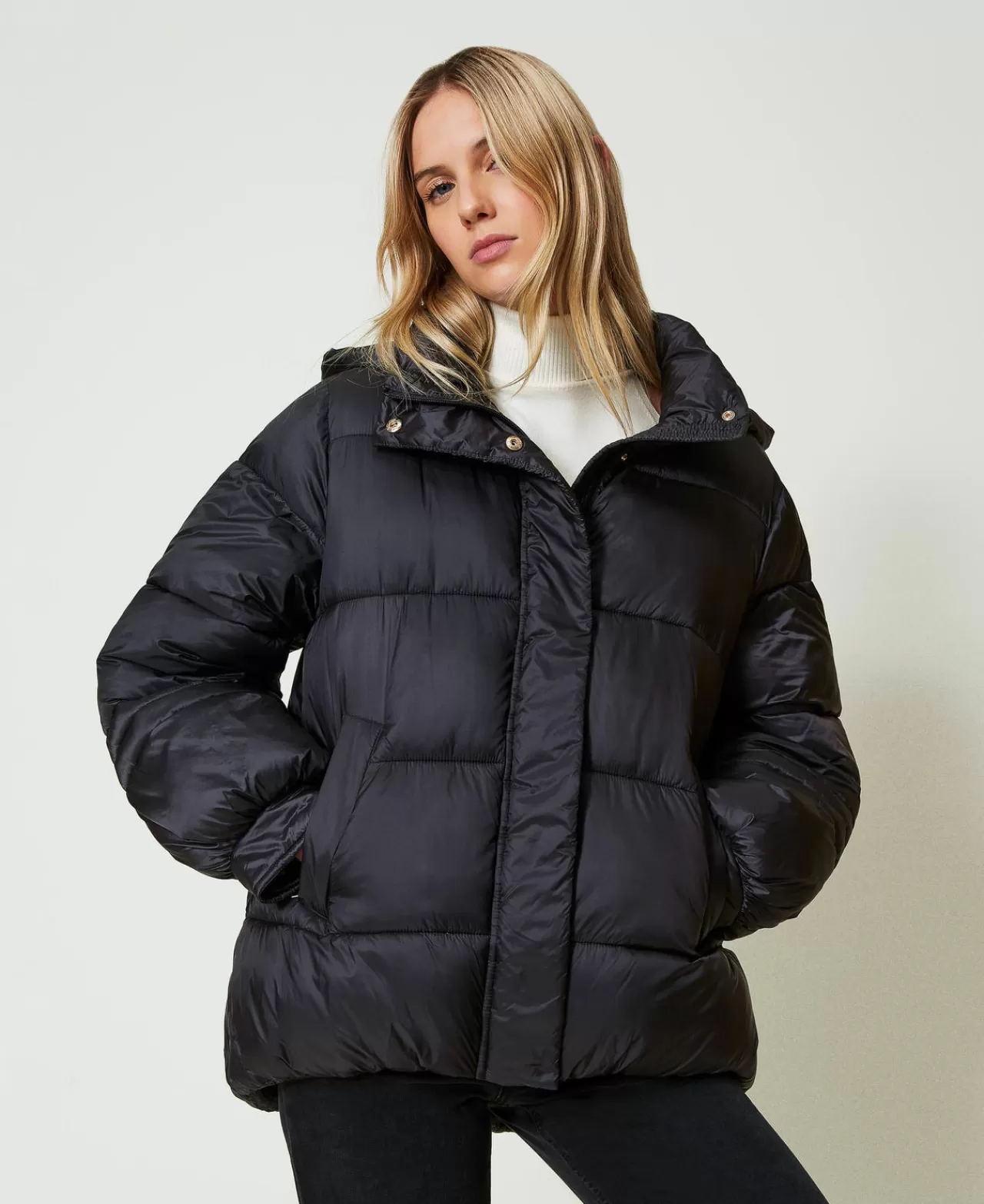 TWINSET Milano Steppjacke Aus Nylonjacquard Mit Streifen