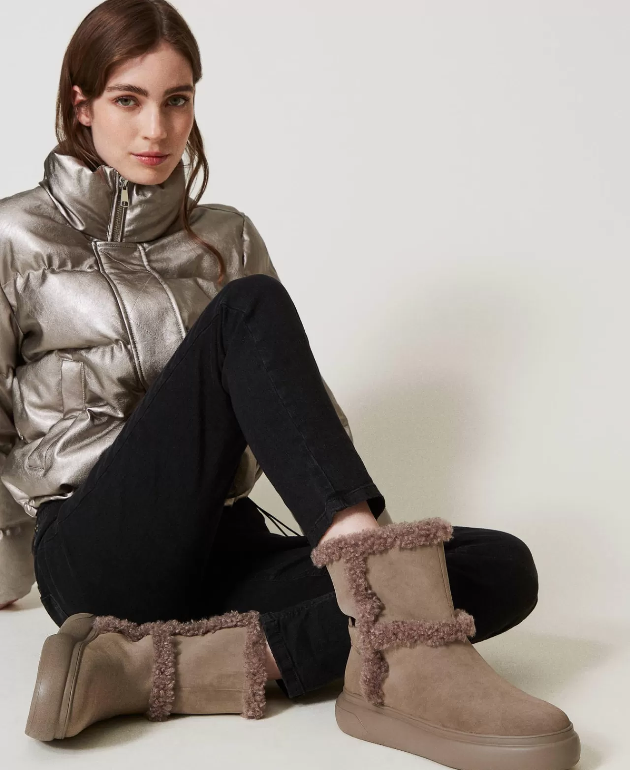 TWINSET Milano Stiefelette Mit Details Aus Pelzimitat