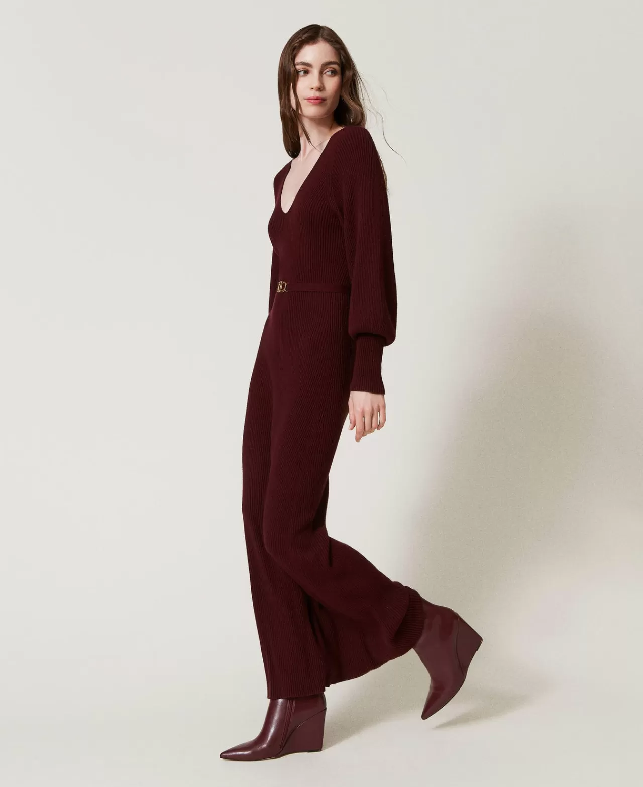 TWINSET Milano Stiefelette Mit Keilsohle Und Logoplakette