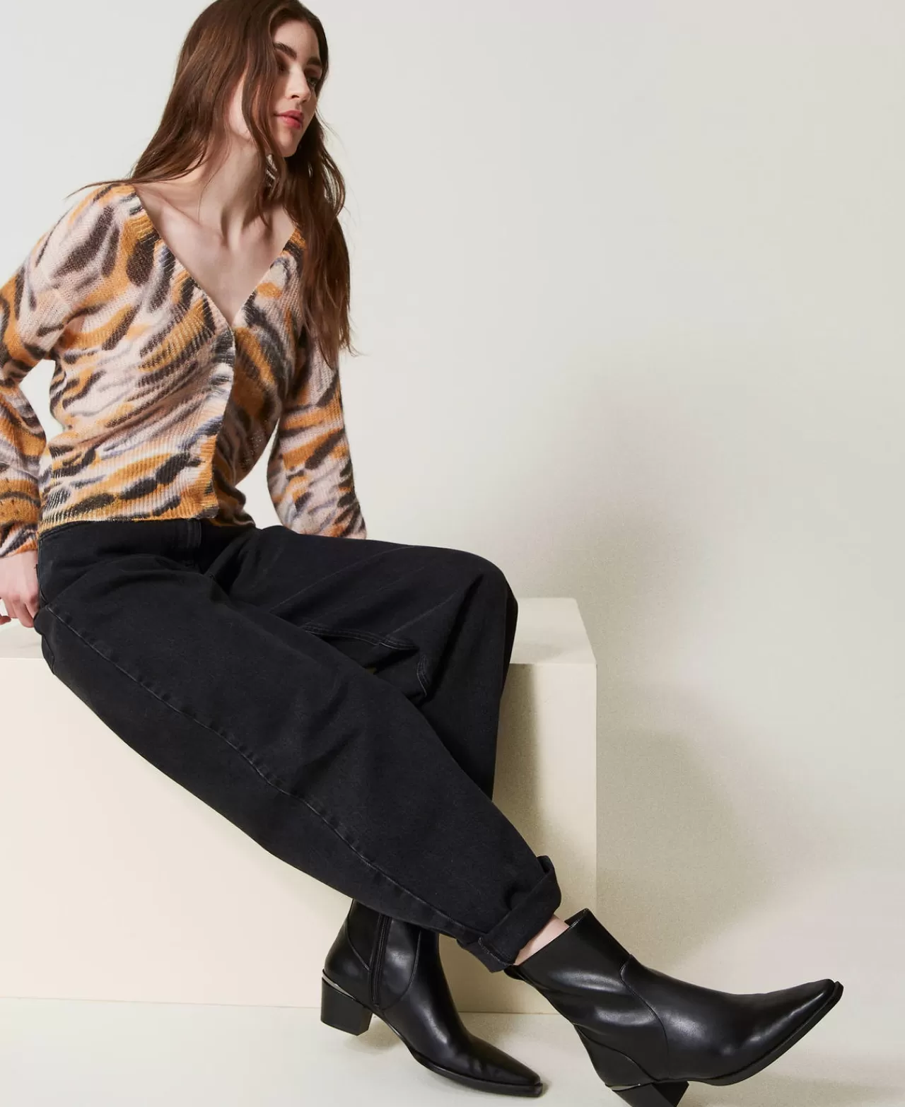 TWINSET Milano Stiefelette Mit Metallischem Einsatz