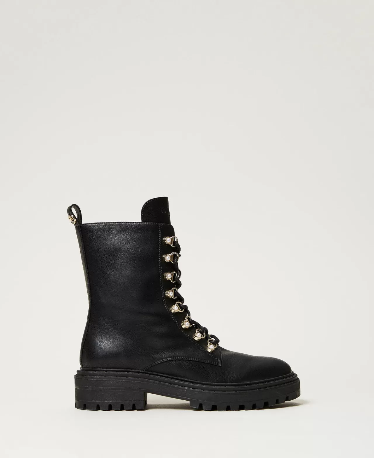 TWINSET Milano Stiefelette Mit Wanderschuhschnürung Mit Perlen