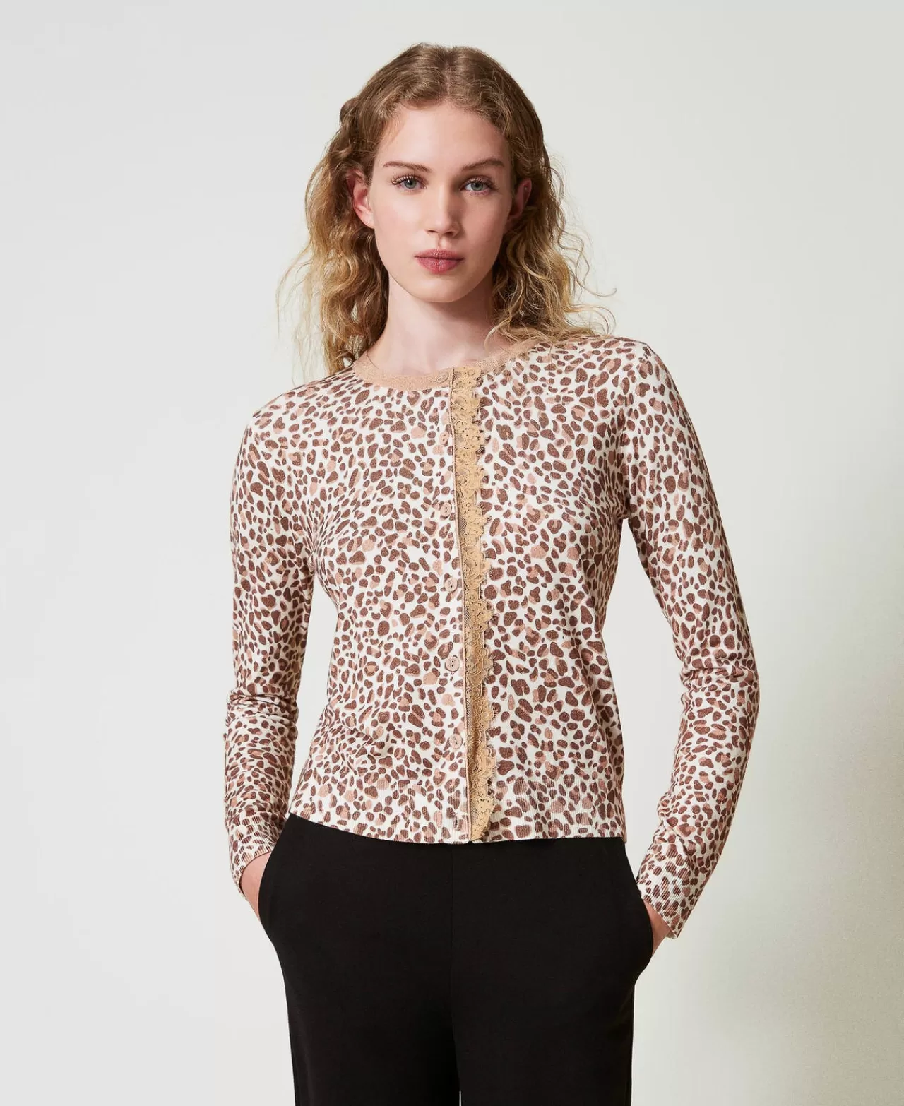 TWINSET Milano Strickcardigan Mit Print Und Spitze