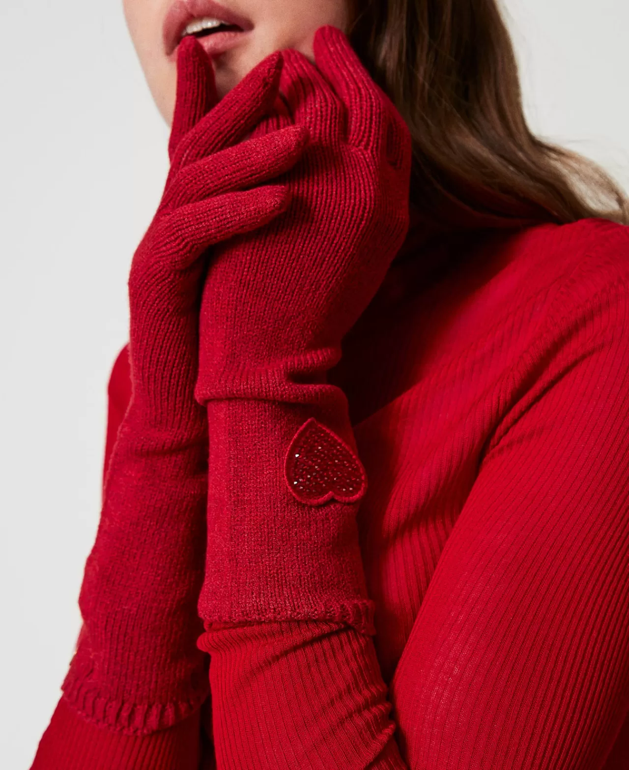 TWINSET Milano Strickhandschuhe Mit Herzpatch
