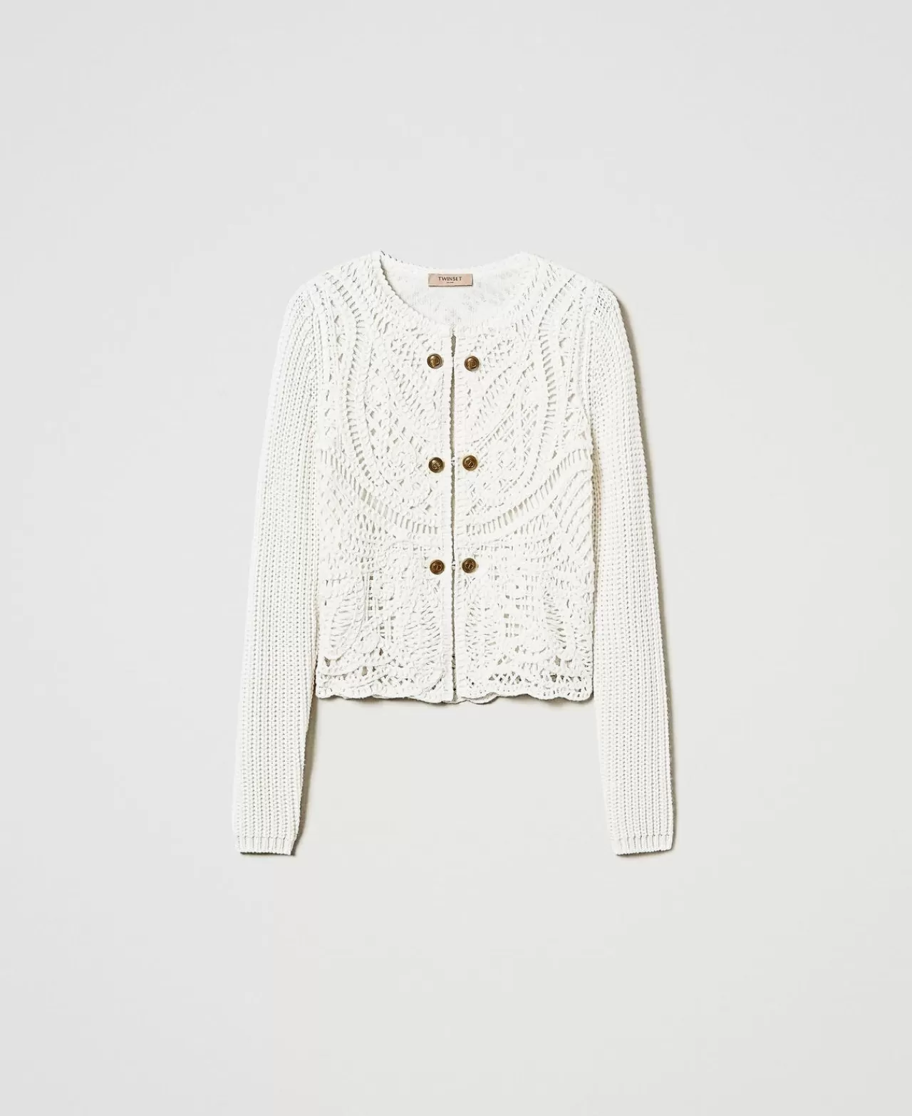 TWINSET Milano Strickjacke Aus Wollmischung Mit Häkelarbeit