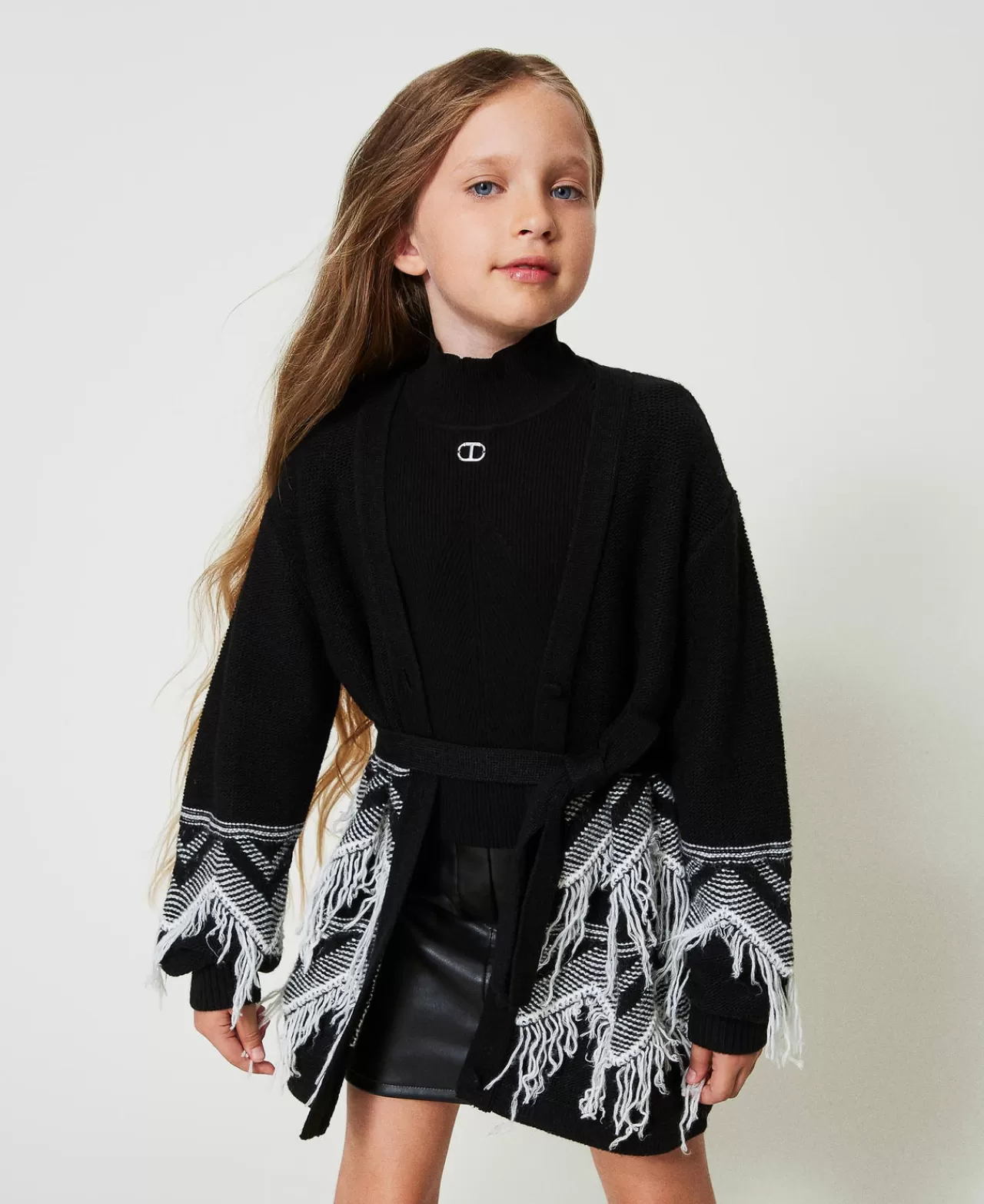 TWINSET Milano Strickmantel Aus Wollmischgarn Mit Fransen