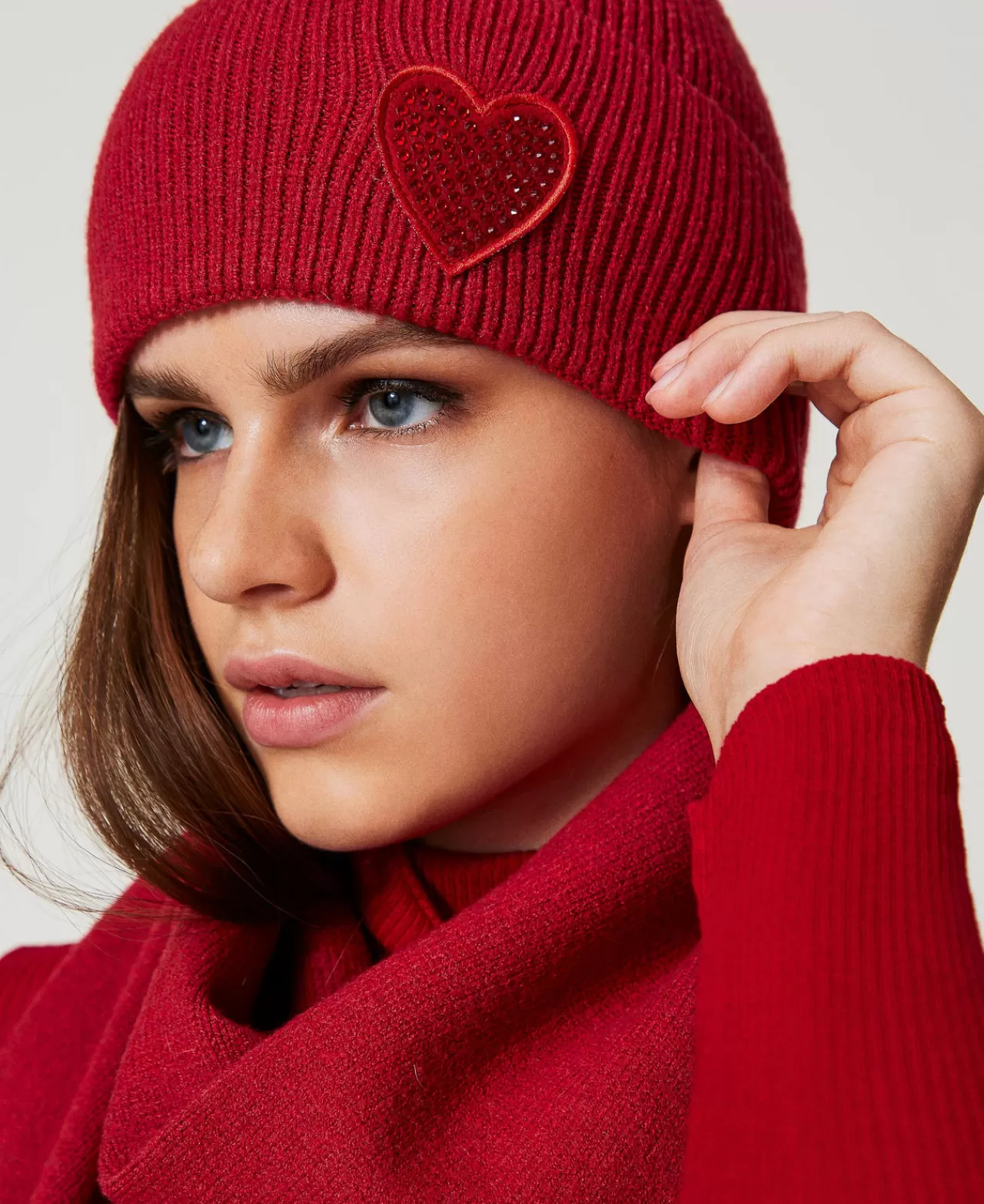 TWINSET Milano Strickmütze Mit Herzpatch